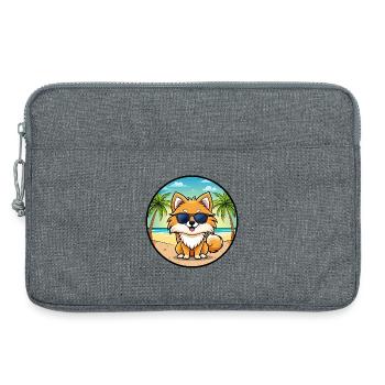 Pommerscher Deutscher Spitz Hunderasse Cartoon Beach - Laptoptasche 13" - Grau meliert - Vorne