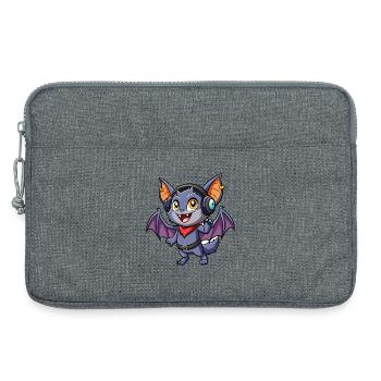 Fledermaus Lustige Zeichentrickfigur Kopfhörer Musik - Laptoptasche 13" - Grau meliert - Vorne