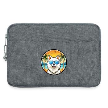 Japanischer Spitz Hund Rasse Cartoon Sonnenbrille Strand - Laptoptasche 13" - Grau meliert - Vorne