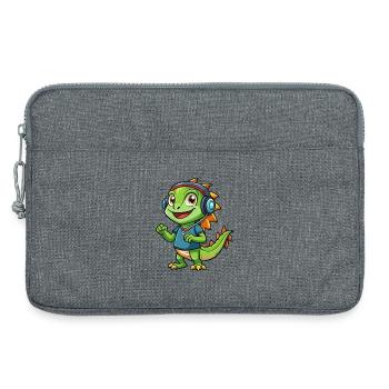 Iguane Funny Cartoon Character Musique de casque - Sacoche pour ordinateur portable 13 pouces - gris chiné - Devant