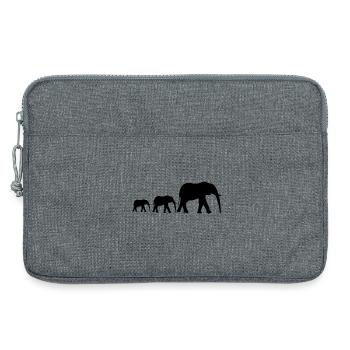 famille éléphant - Sacoche pour ordinateur portable 13 pouces - gris chiné - Devant