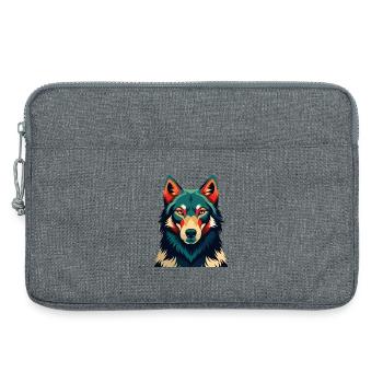 Wolf Cartoon Figur Buntes Haustier Tier - Laptoptasche 13" - Grau meliert - Vorne