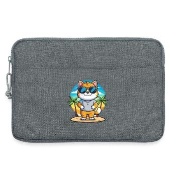 Britische Falte Kurzhaar Katzenrasse Cartoon Strand - Laptoptasche 13" - Grau meliert - Vorne