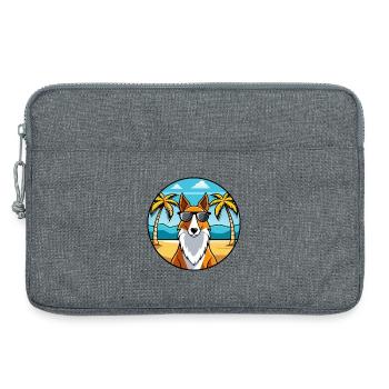 Smooth Collie Chien Race Dessin Animé Lunettes de Soleil Plage - Sacoche pour ordinateur portable 13 pouces - gris chiné - Devant