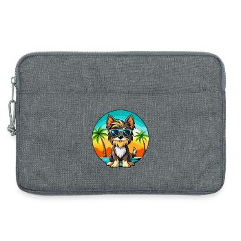 Biewer Terrier Hund Rasse Cartoon Sonnenbrille Strand - Laptoptasche 13" - Grau meliert - Vorne