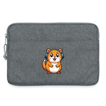 Hamster Lustige Zeichentrickfigur Kopfhörer Musik - Laptoptasche 13" - Grau meliert - Vorne