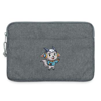 Ziege Lustige Zeichentrickfigur Kopfhörer Musik - Laptoptasche 13" - Grau meliert - Vorne