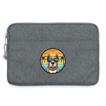 American Pitbull Terrier Hunderasse Cartoon Beach - Laptoptasche 13" - Grau meliert - Vorne