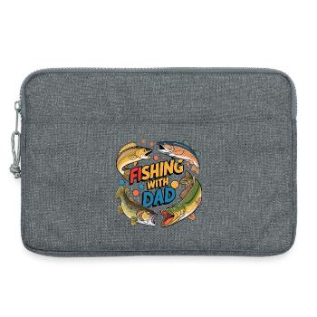 Fishing with dad with colorful fish - Laptop bag 13" - heather grey - Front