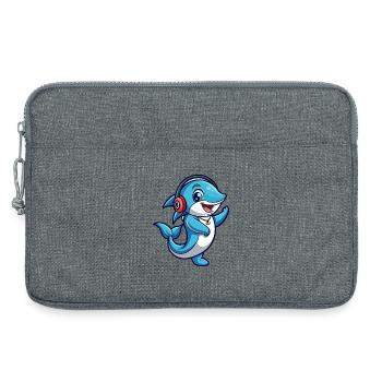 Delfin Lustige Zeichentrickfigur Kopfhörer Musik - Laptoptasche 13" - Grau meliert - Vorne