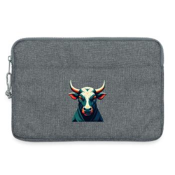 Taureau Dessin animé Personnage Animal de compagnie coloré - Sacoche pour ordinateur portable 13 pouces - gris chiné - Devant