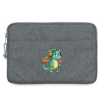 Dragon Funny Cartoon Character Musique de casque - Sacoche pour ordinateur portable 13 pouces - gris chiné - Devant