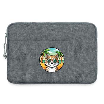 Sibirische Katzenrasse Cartoon Sonnenbrille Strand - Laptoptasche 13" - Grau meliert - Vorne