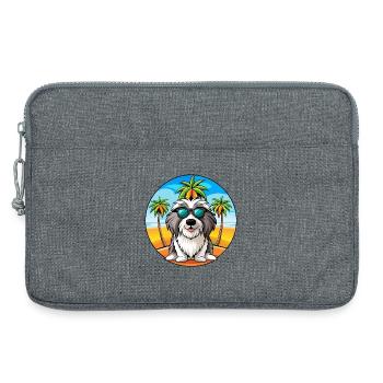 Bärtiger Collie Hund Rasse Cartoon Sonnenbrille Strand - Laptoptasche 13" - Grau meliert - Vorne