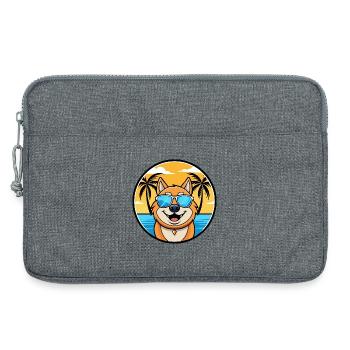 Plage de dessin animé de race de chien Ovcharka de Russie du Sud - Sacoche pour ordinateur portable 13 pouces - gris chiné - Devant