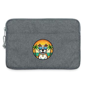Pitbull Hund Rasse Cartoon Sonnenbrille Strand - Laptoptasche 13" - Grau meliert - Vorne