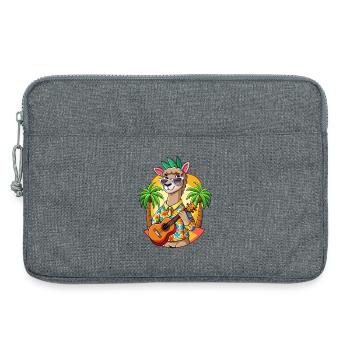 Drôle Lama Dessin Animé Plage D’été Lunettes De Soleil Guitare - Sacoche pour ordinateur portable 13 pouces - gris chiné - Devant