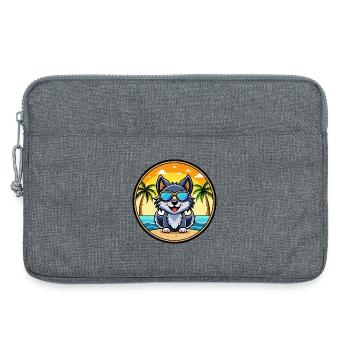 Schipperke Hunderasse Cartoon Sonnenbrille Strand - Laptoptasche 13" - Grau meliert - Vorne