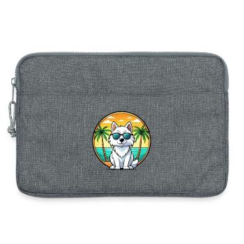 Amerikanischer Eskimo Hund Rasse Cartoon Sonnenbrille Strand - Laptoptasche 13" - Grau meliert - Vorne