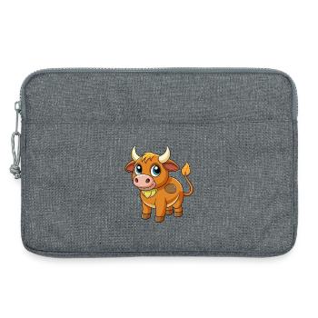 Stier Niedliche Maskottchen Zeichentrickfigur Kawaii - Laptoptasche 13" - Grau meliert - Vorne