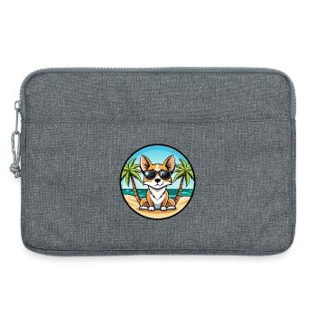 Miniatur Foxterrier Hunderasse Cartoon Sonnenbrille - Laptoptasche 13" - Grau meliert - Vorne