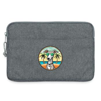 Englischer Whippet Hund Rasse Cartoon Sonnenbrille Strand - Laptoptasche 13" - Grau meliert - Vorne