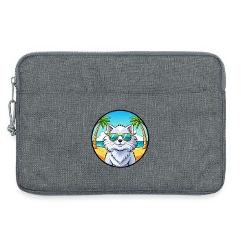 Weiße Langhaarkatze Persische Katzenrasse Cartoon Strand - Laptoptasche 13" - Grau meliert - Vorne