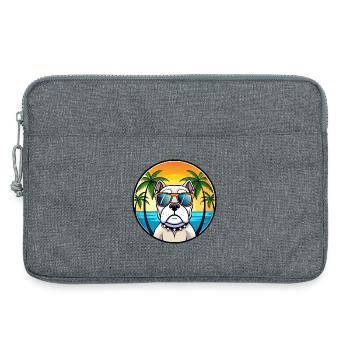 Bouledogue américain race dessin animé lunettes de soleil plage - Sacoche pour ordinateur portable 13 pouces - gris chiné - Devant