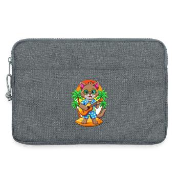 Lustige Katze Cartoon Sommer Strand Sonnenbrille Gitarre - Laptoptasche 13" - Grau meliert - Vorne
