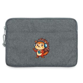 Hedgehog Funny Cartoon Character Headphone Music - Laptop bag 13" - heather grey - Front