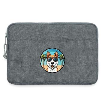 Fox Terrier Smooth Dog Breed Lunettes de soleil de dessin animé - Sacoche pour ordinateur portable 13 pouces - gris chiné - Devant