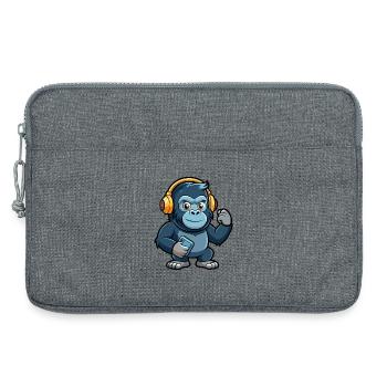 Gorilla Lustige Zeichentrickfigur Kopfhörer Musik - Laptoptasche 13" - Grau meliert - Vorne
