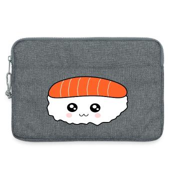 Kawaii,Nigiri,Salmon,Fish, Rice, Japan Cuisine - Laptop bag 13" - heather grey - Front