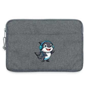Orca Funny Cartoon Character Musique de casque - Sacoche pour ordinateur portable 13 pouces - gris chiné - Devant