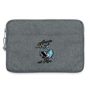 Angeln mit Papa. Ein Angeltag mit Papa - Laptoptasche 13" - Grau meliert - Vorne