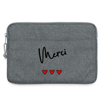 MERCI. MAÎTRESSE. MAÎTRE. MERCI MAÎTRESSE - Sacoche pour ordinateur portable 13 pouces - gris chiné - Devant