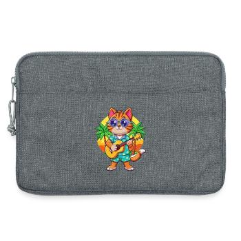 Lustige Katze Cartoon Sommer Strand Sonnenbrille Gitarre - Laptoptasche 13" - Grau meliert - Vorne