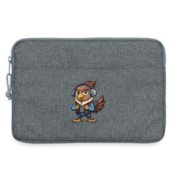 Hawk Funny Cartoon Character Musique de casque - Sacoche pour ordinateur portable 13 pouces - gris chiné - Devant