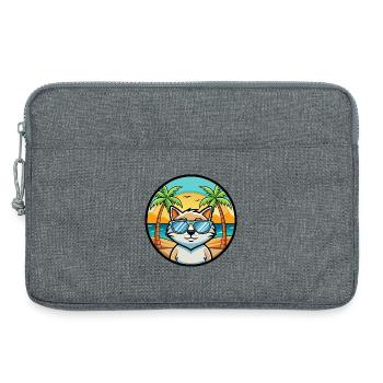 Katze Lustige Cartoon Sommer Strand Sonnenbrille Aufkleber - Laptoptasche 13" - Grau meliert - Vorne