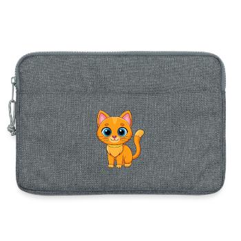Chat Mignon Mascotte Personnage De Dessin Animé Kawaii - Sacoche pour ordinateur portable 13 pouces - gris chiné - Devant
