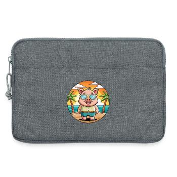 Schwein Lustige Cartoon Sommer Strand Sonnenbrille - Laptoptasche 13" - Grau meliert - Vorne