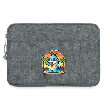 Dolphin Funny Cartoon Summer Beach Sunglasses - Laptop bag 13" - heather grey - Front