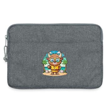 Bison Funny Cartoon Summer Beach Sunglasses - Laptop bag 13" - heather grey - Front
