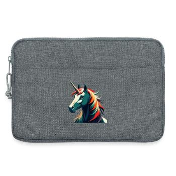 Einhorn Cartoon Figur Buntes Haustier Tier - Laptoptasche 13" - Grau meliert - Vorne