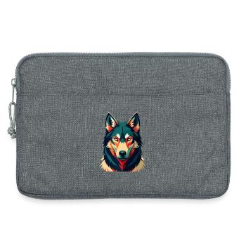 Wolf Cartoon Figur Buntes Haustier Tier - Laptoptasche 13" - Grau meliert - Vorne