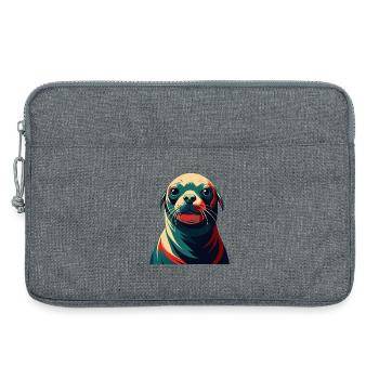 Robbe Cartoon Figur Buntes Haustier Tier - Laptoptasche 13" - Grau meliert - Vorne