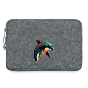 Delphin Cartoon Figur Buntes Haustier Tier - Laptoptasche 13" - Grau meliert - Vorne