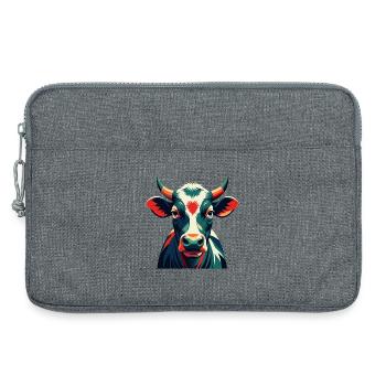 Kuh Cartoon Figur Buntes Haustier Tier - Laptoptasche 13" - Grau meliert - Vorne