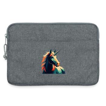 Einhorn Cartoon Figur Buntes Haustier Tier - Laptoptasche 13" - Grau meliert - Vorne