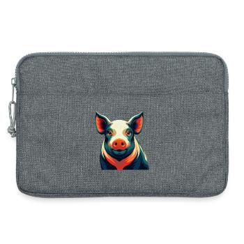 Cochon Dessin animé Personnage Animal de compagnie coloré - Sacoche pour ordinateur portable 13 pouces - gris chiné - Devant